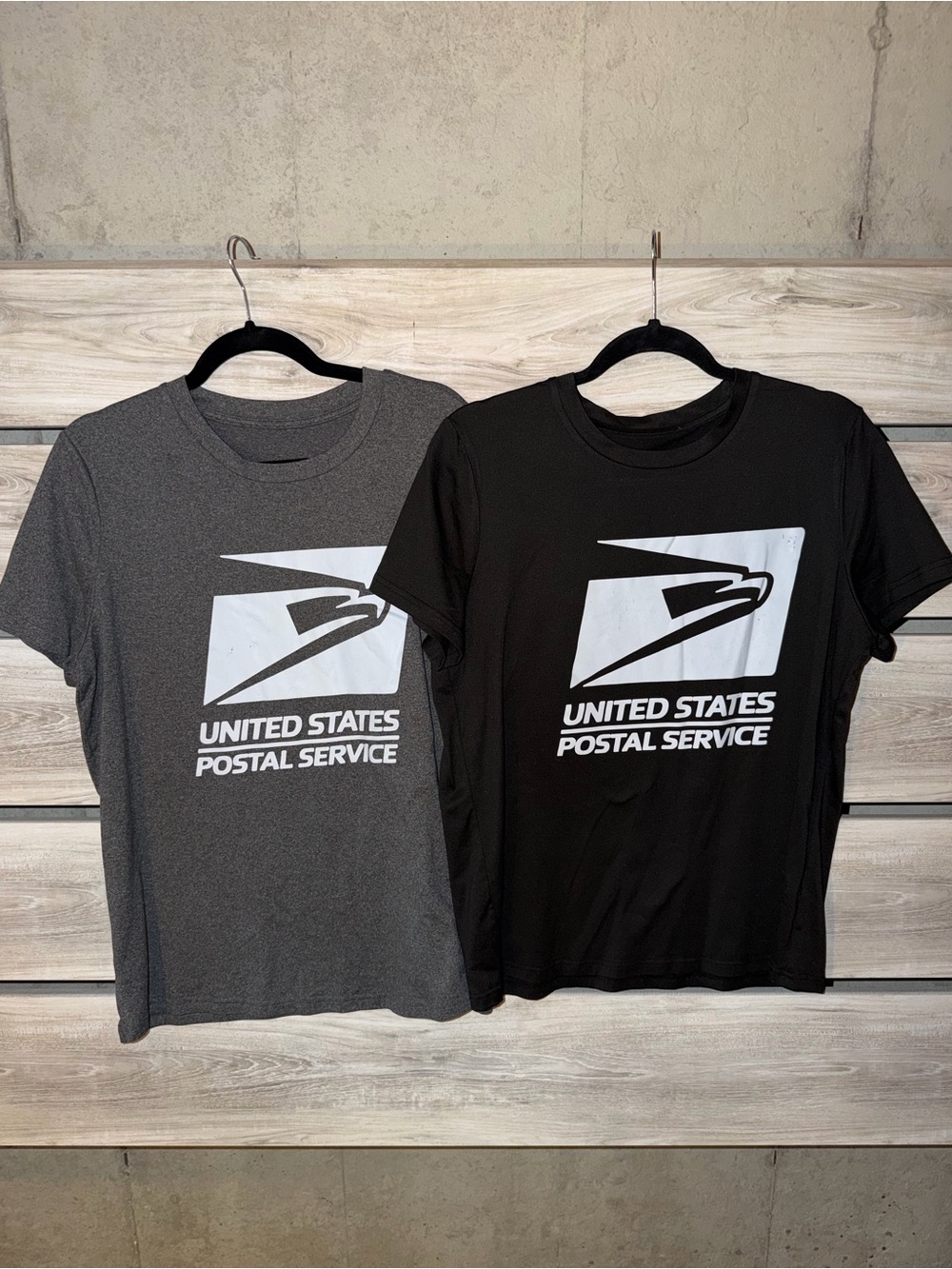 SHEIN Black & Gray USPS Logo Short Sleeve Tees